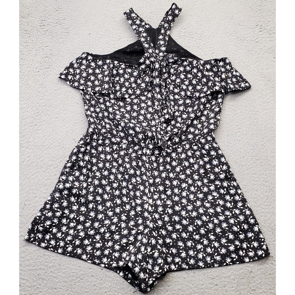 LOFT Halter Romper Women XS Multicolor Floral Cold Shoulder Cinch Waist Back Zip